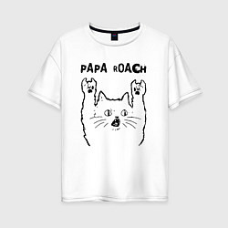 Футболка оверсайз женская Papa Roach - rock cat, цвет: белый
