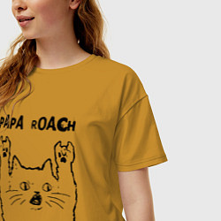 Футболка оверсайз женская Papa Roach - rock cat, цвет: горчичный — фото 2