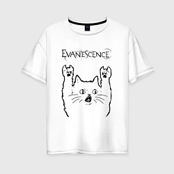 Футболка оверсайз женская Evanescence - rock cat, цвет: белый