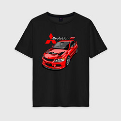 Футболка оверсайз женская Lancer Evolution 8, цвет: черный
