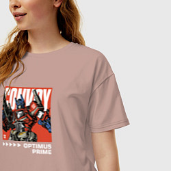Футболка оверсайз женская Трансформеры: Оптимус Прайм, цвет: пыльно-розовый — фото 2