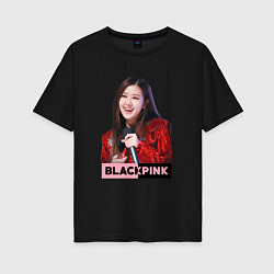 Футболка оверсайз женская Rose Blackpink, цвет: черный