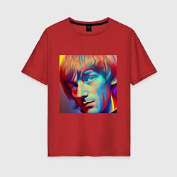 Футболка оверсайз женская Brian Jones Cartoon Glitch Art, цвет: красный