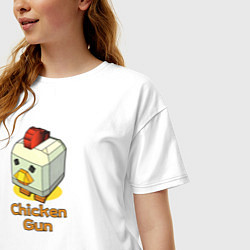 Футболка оверсайз женская Chicken Gun: цыпленок, цвет: белый — фото 2