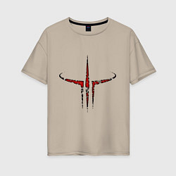 Футболка оверсайз женская Quake III logo, цвет: миндальный