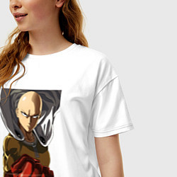 Футболка оверсайз женская Saitama fist, цвет: белый — фото 2