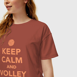 Футболка оверсайз женская Keep calm and volley on, цвет: кирпичный — фото 2