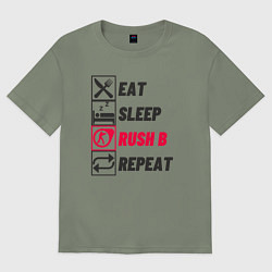 Футболка оверсайз женская Eat sleep rush b repeat, цвет: авокадо