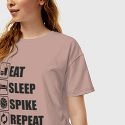 Футболка оверсайз женская Eat sleep spike, цвет: пыльно-розовый — фото 2