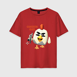 Футболка оверсайз женская Chicken Gun злой, цвет: красный