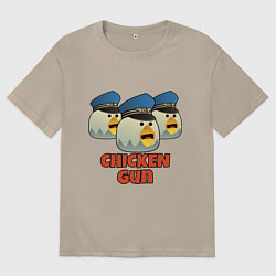 Футболка оверсайз женская Chicken Gun команда синие, цвет: миндальный