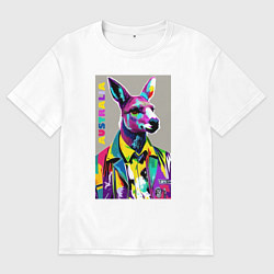 Футболка оверсайз женская Kangaroo - Australia - pop art, цвет: белый