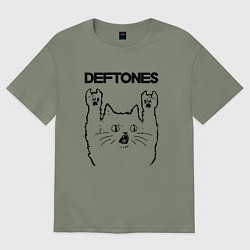Футболка оверсайз женская Deftones - rock cat, цвет: авокадо