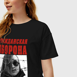Футболка оверсайз женская Летов - всё идёт по плану, цвет: черный — фото 2