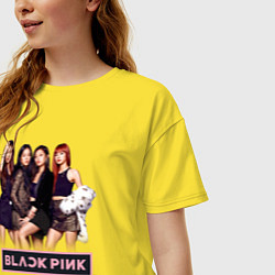 Футболка оверсайз женская Rose Blackpink kpop, цвет: желтый — фото 2