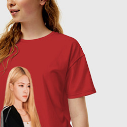 Футболка оверсайз женская Blackpink Rose music, цвет: красный — фото 2