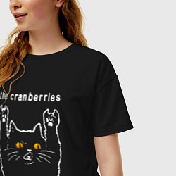 Футболка оверсайз женская The Cranberries rock cat, цвет: черный — фото 2