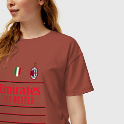 Футболка оверсайз женская ФК Милан форма 2223 гостевая, цвет: кирпичный — фото 2