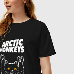 Футболка оверсайз женская Arctic Monkeys rock cat, цвет: черный — фото 2