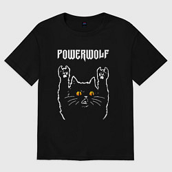 Футболка оверсайз женская Powerwolf rock cat, цвет: черный
