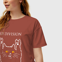 Футболка оверсайз женская Joy Division rock cat, цвет: кирпичный — фото 2