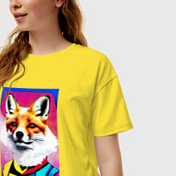 Футболка оверсайз женская Fox - pop art - fashionista, цвет: желтый — фото 2