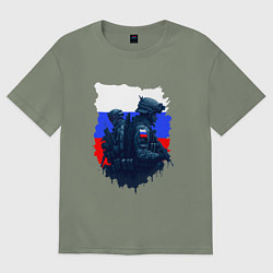 Футболка оверсайз женская Военные РФ и флаг - neuro art, цвет: авокадо