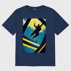 Футболка оверсайз женская Два парашютиста, цвет: тёмно-синий