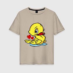 Женская футболка оверсайз Duckling hearts