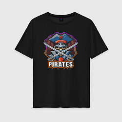 Футболка оверсайз женская Pirates team, цвет: черный