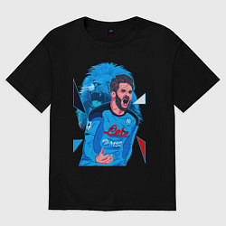 Футболка оверсайз женская Хвича Кварацхелия Наполи Кварадона, цвет: черный