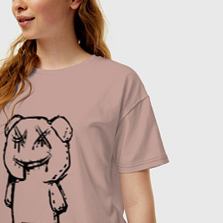 Футболка оверсайз женская Smile bear - minimalism, цвет: пыльно-розовый — фото 2