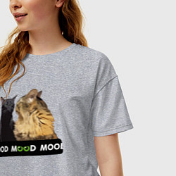 Футболка оверсайз женская Черный и рыжий кот - Mood, цвет: меланж — фото 2