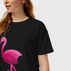 Футболка оверсайз женская Фламинго минималистичный, цвет: черный — фото 2