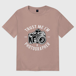 Футболка оверсайз женская Photographer, цвет: пыльно-розовый