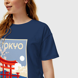 Футболка оверсайз женская Tokyo - japan, цвет: тёмно-синий — фото 2