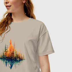 Футболка оверсайз женская Геометрический лес, цвет: миндальный — фото 2