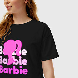 Футболка оверсайз женская Логотип Барби объемный, цвет: черный — фото 2