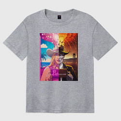 Футболка оверсайз женская Барби Оппенгеймер, цвет: меланж