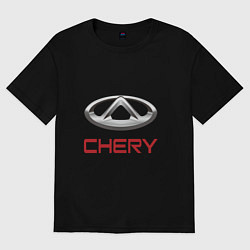 Футболка оверсайз женская Chery - лого, цвет: черный