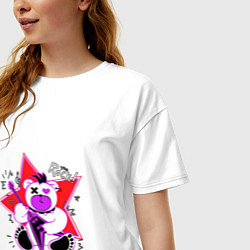 Футболка оверсайз женская Медведь рок звезда, цвет: белый — фото 2