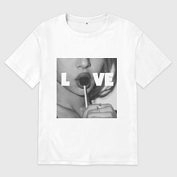 Футболка оверсайз женская Непристойная девушка с чупа чупсом, цвет: белый