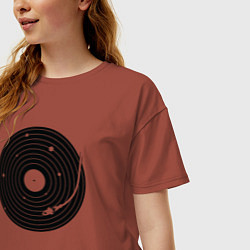 Футболка оверсайз женская Космический винил, цвет: кирпичный — фото 2