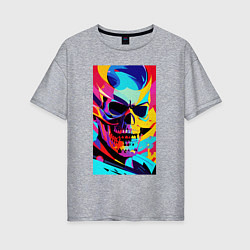 Футболка оверсайз женская Cool skull - pop art, цвет: меланж