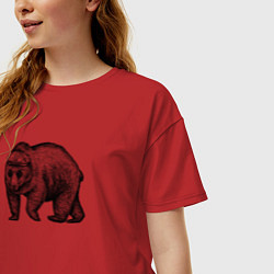 Футболка оверсайз женская Медведь в кепке, цвет: красный — фото 2
