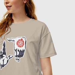 Футболка оверсайз женская Хеллсинг ладони Алукарда, цвет: миндальный — фото 2