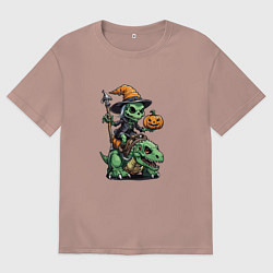 Футболка оверсайз женская Врываюсь в Хэллоуин, цвет: пыльно-розовый