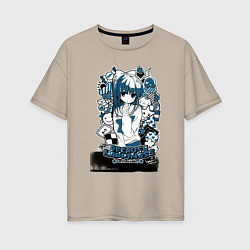 Футболка оверсайз женская Аниме футболка -Sakura Koharu, цвет: миндальный