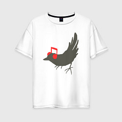 Футболка оверсайз женская Music bird, цвет: белый