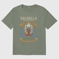Футболка оверсайз женская Вальхалла - дворец павших воинов, цвет: авокадо